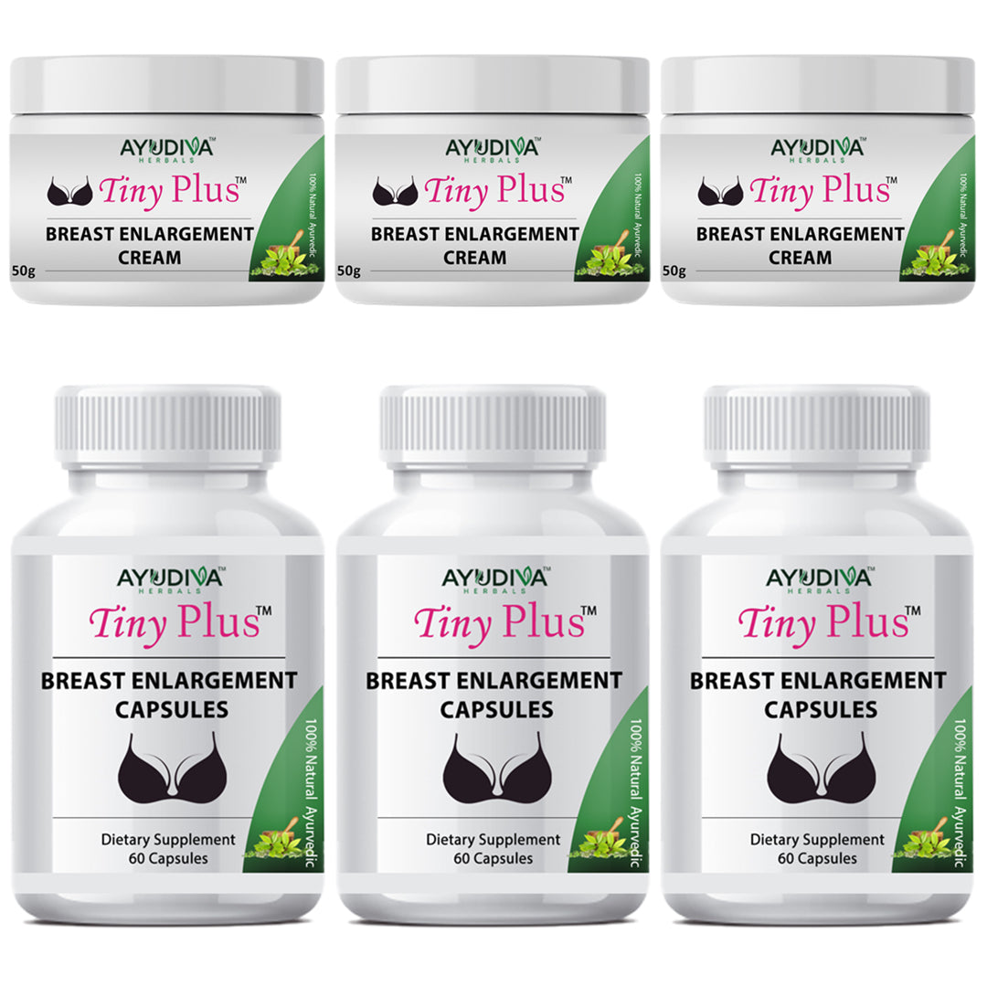 TINY PLUS BREAST ENLARGEMENT CAPSULES + CREAM 3 MONTHS COURSE