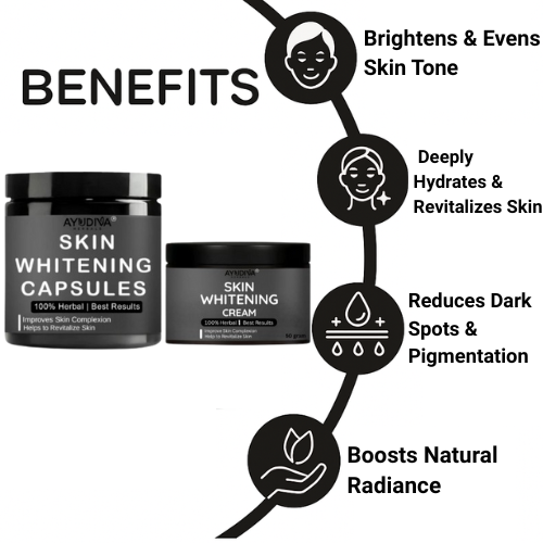 Ayudiva Herbals Skin Whitening Capsules With 2 Skin Whitening Cream