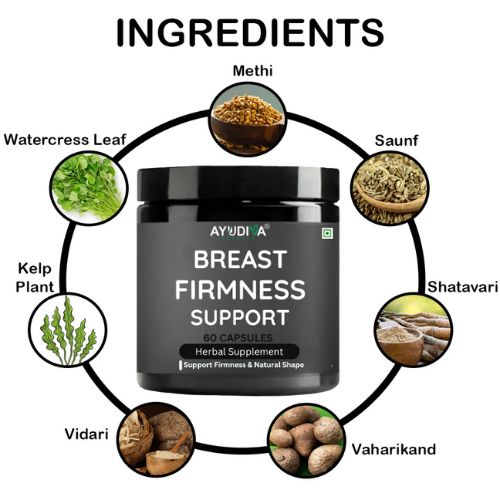 Ayudiva Herbals Breast Firmness Support – Herbal Supplement for Breast Growth & Natural Shape (60 Capsules)