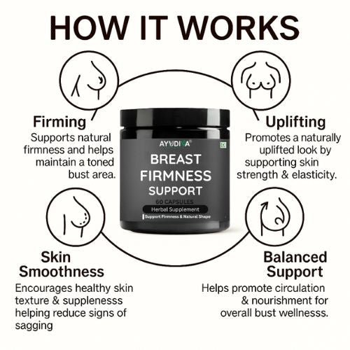 Ayudiva Herbals Breast Firmness Support – Herbal Supplement for Breast Growth & Natural Shape (60 Capsules)