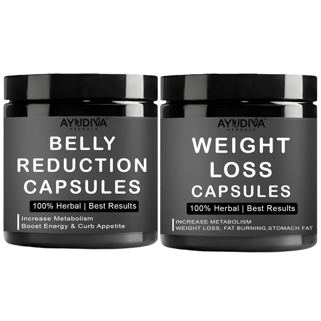 Ayudiva Herbals Belly Reduction Capsules and Weight Loss Capsules Combo