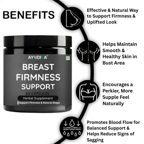 Ayudiva Herbals Breast Firmness Support – Herbal Supplement for Breast Growth & Natural Shape (60 Capsules)