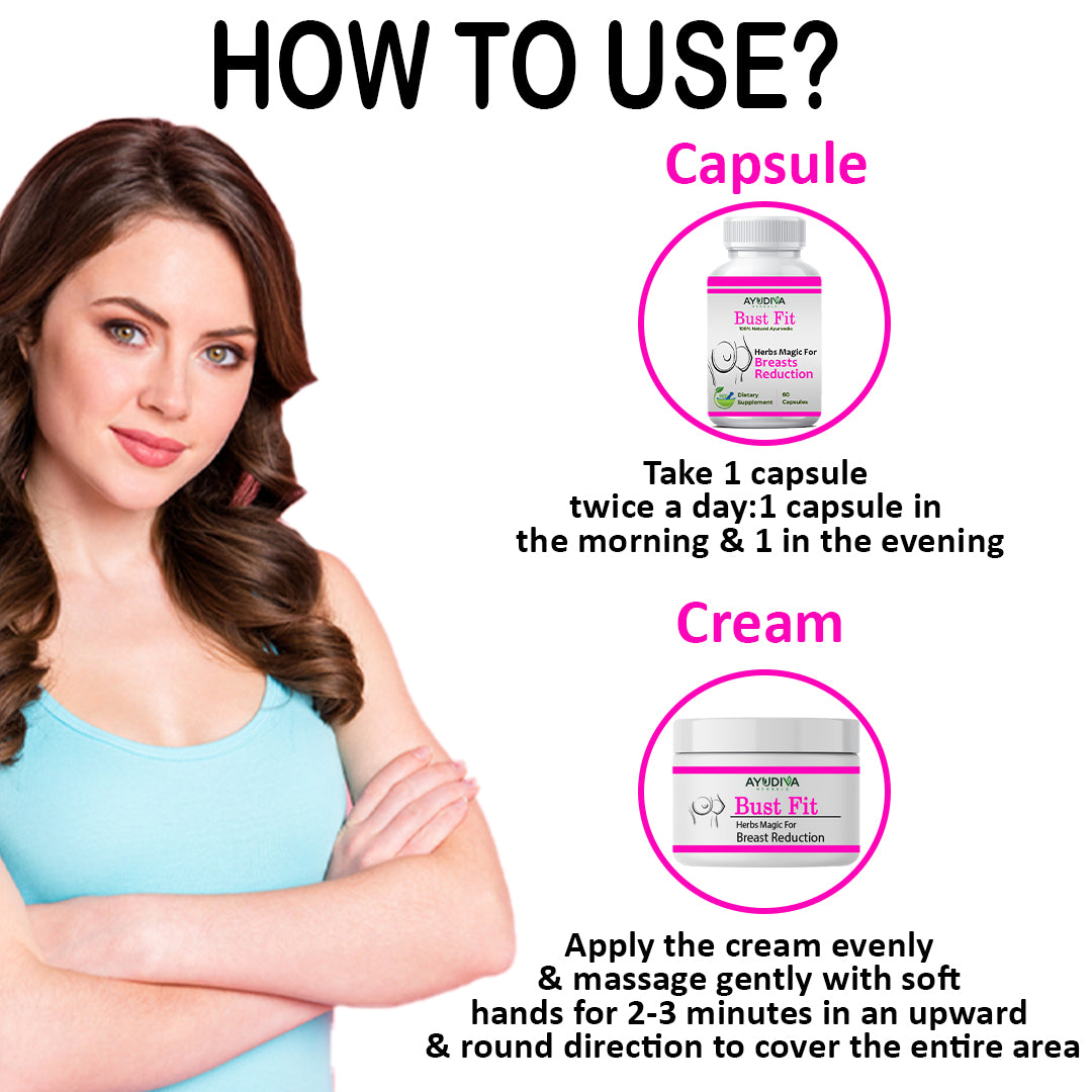 BUST FIT BREAST REDUCTION CAPSULES+CREAM 3 MONTHS COURSE