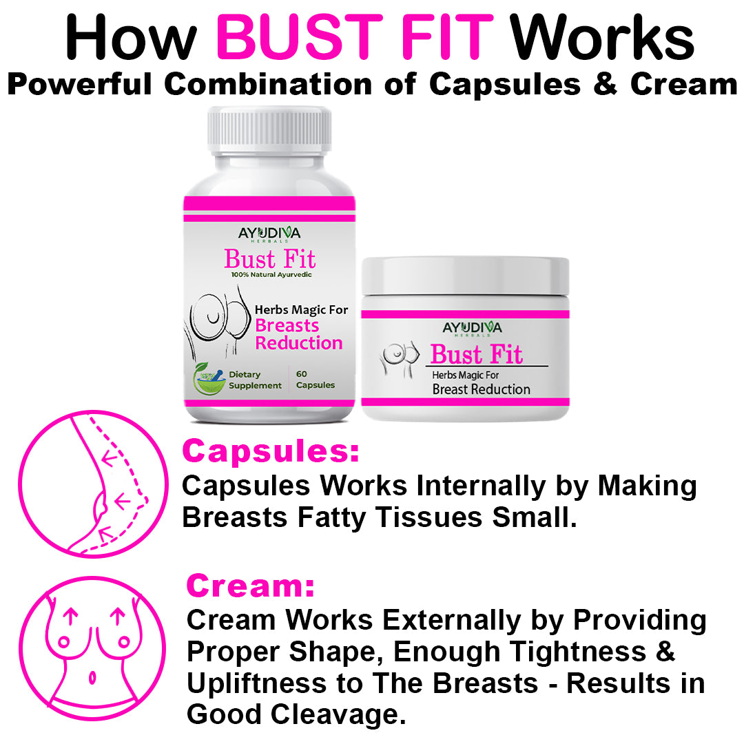 BUST FIT BREAST REDUCTION CAPSULES+CREAM 3 MONTHS COURSE