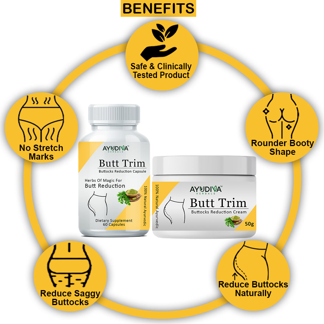 BUTT TRIM BUTTOCKS REDUCTION CAPSULES + CREAM COMBO