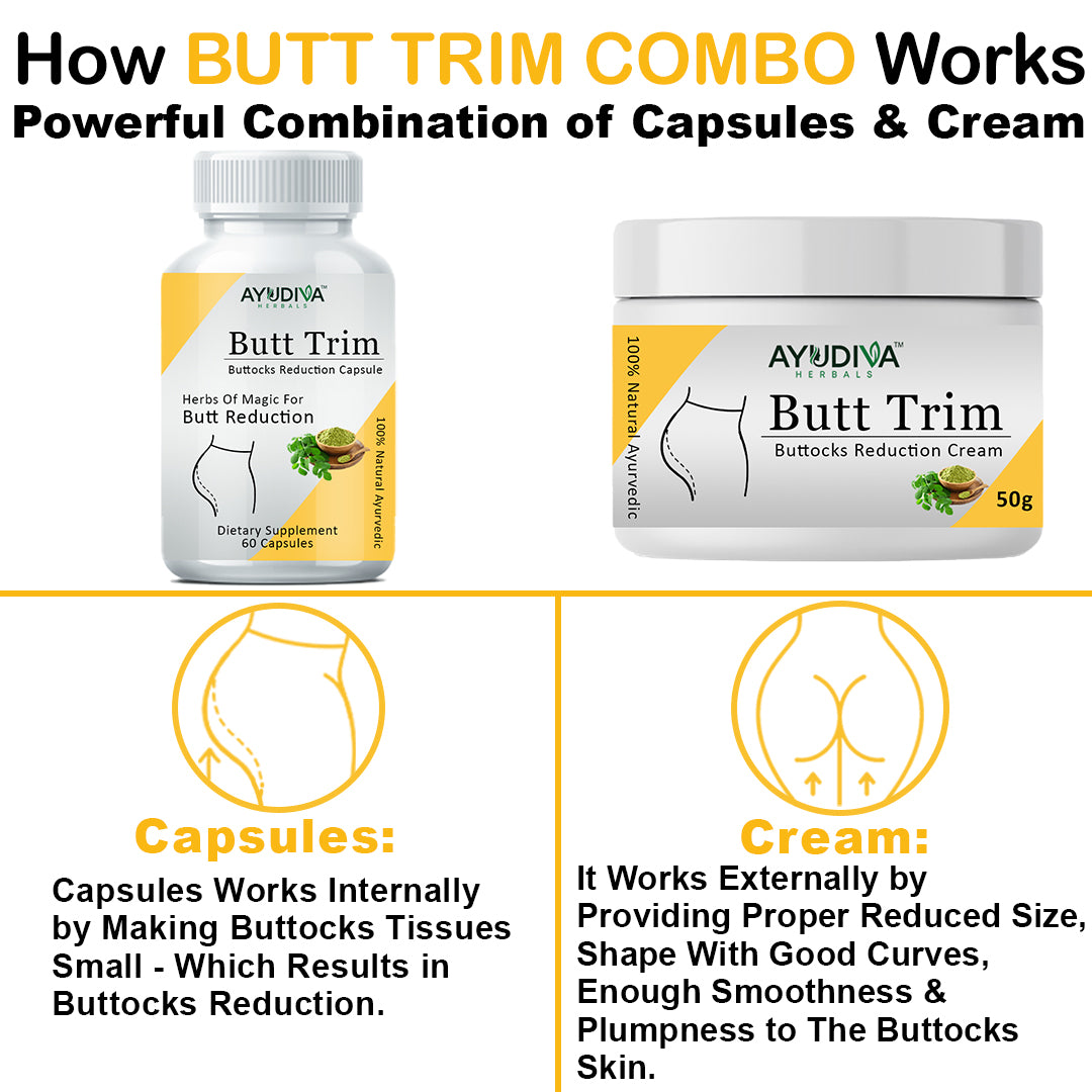 BUTT TRIM BUTTOCKS REDUCTION CAPSULES + CREAM COMBO