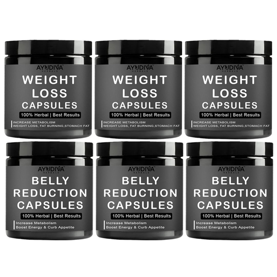 Ayudiva Herbals Weight Loss Capsules and Belly Reduction Combo