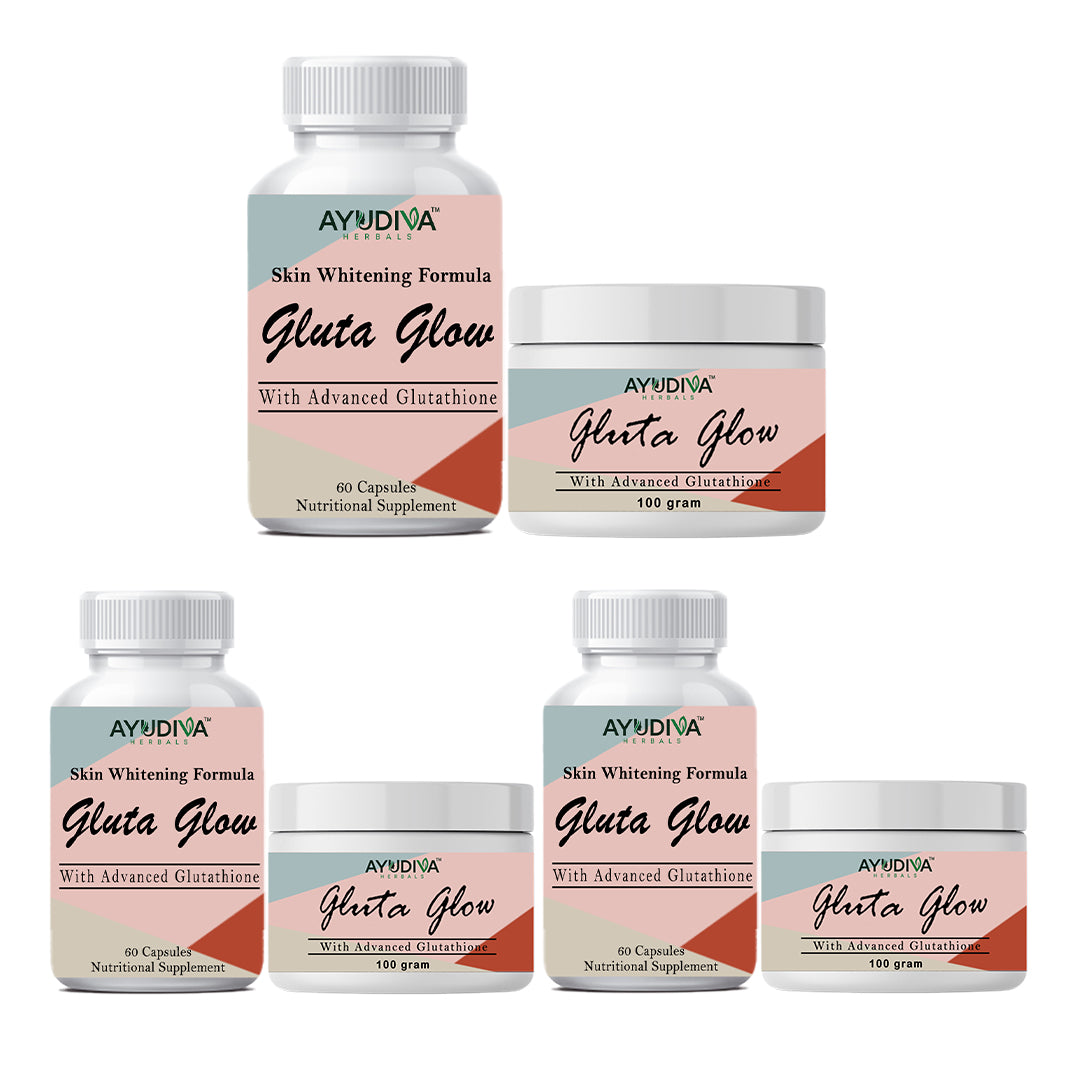 GLUTA GLOW SKIN WHITENING CAPSULES + CREAM COMBO