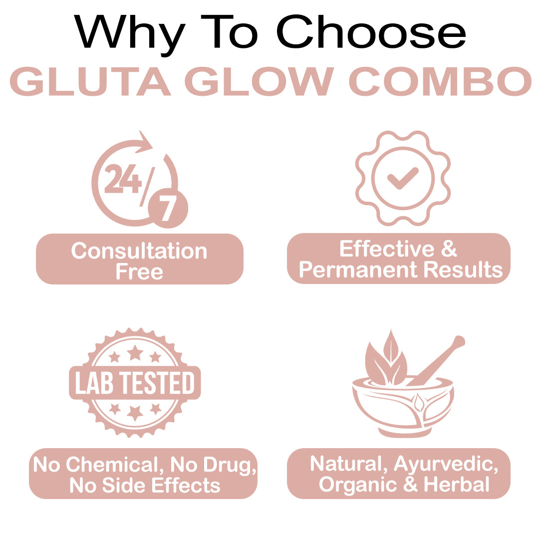 GLUTA GLOW SKIN WHITENING CAPSULES + CREAM 3 MONTHS COURSE