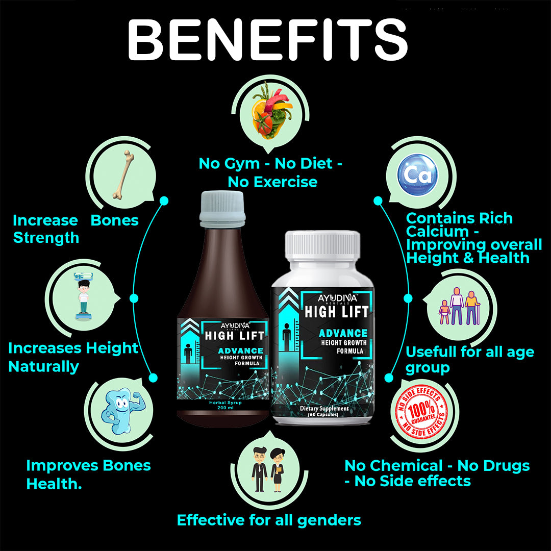 Ayudiva High Lift Height Growth Capsules + Syrup Combo