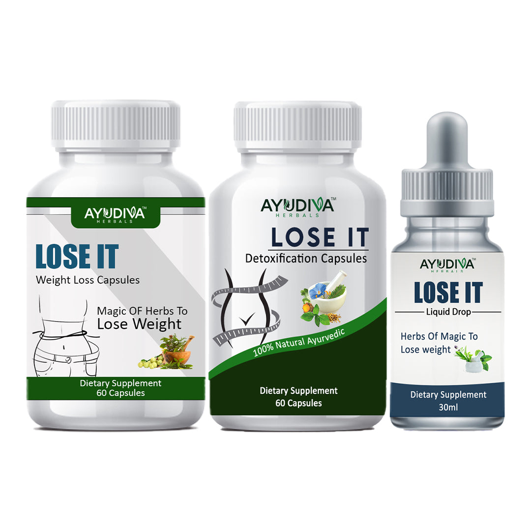 LOSE IT WEIGHT LOSS CAPSULES + DETOXIFICATION CAPSULES + LIQUID DROPS COMBO