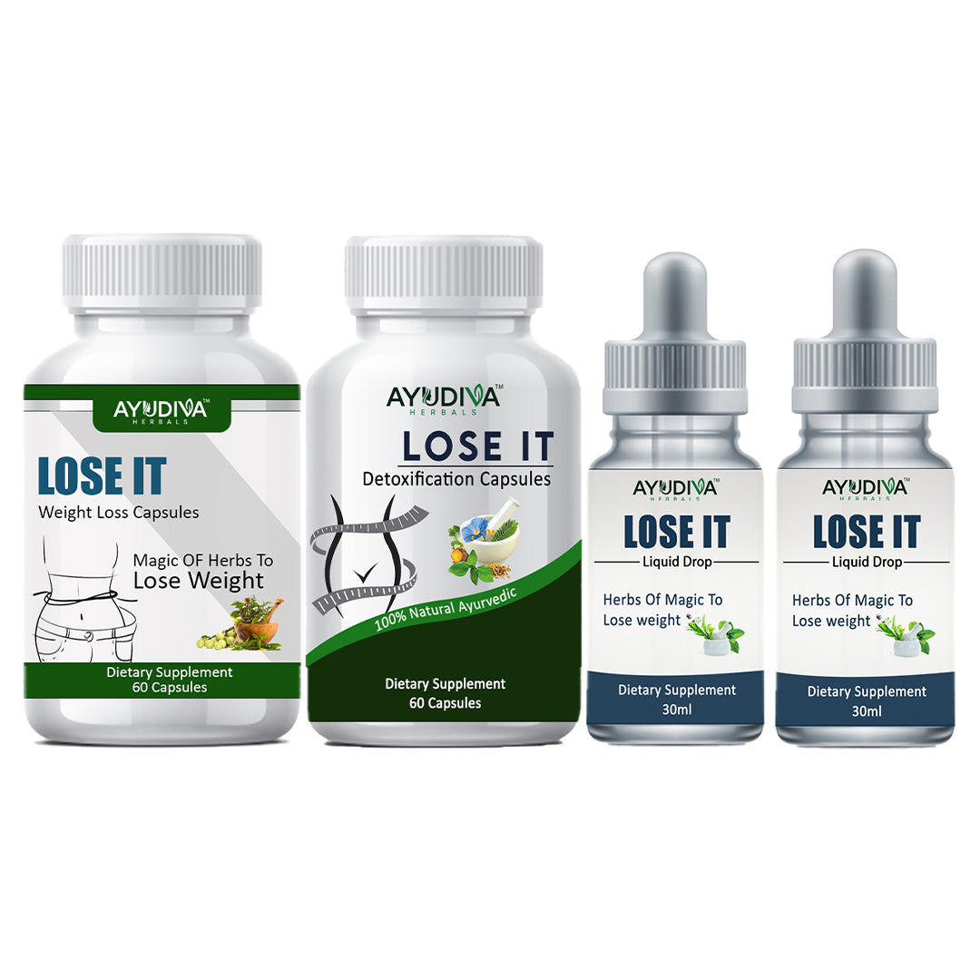 LOSE IT WEIGHT LOSS CAPSULES + DETOXIFICATION CAPSULES + LIQUID DROPS COMBO