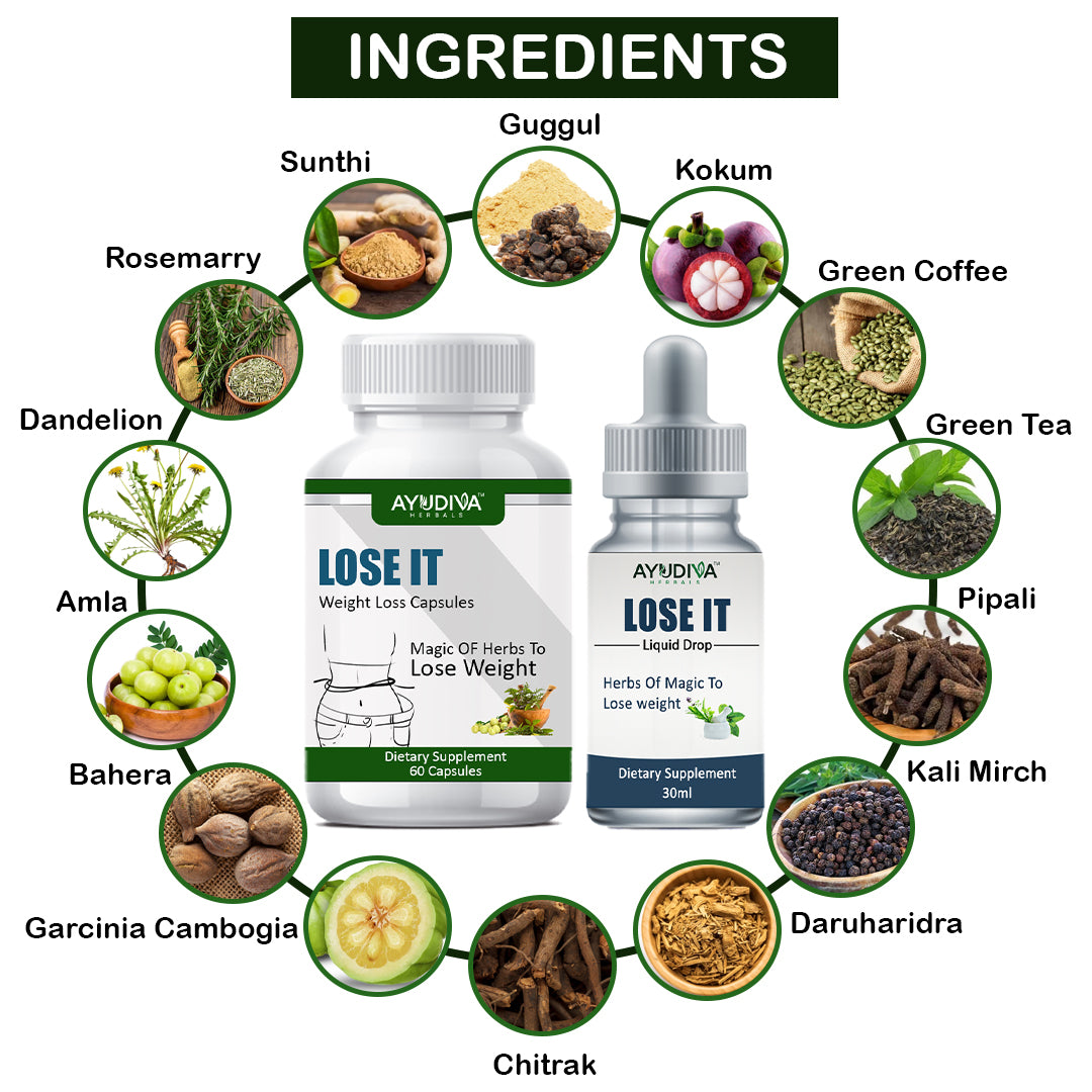 LOSE IT WEIGHT LOSS CAPSULES + LIQUID DROPS COMBO