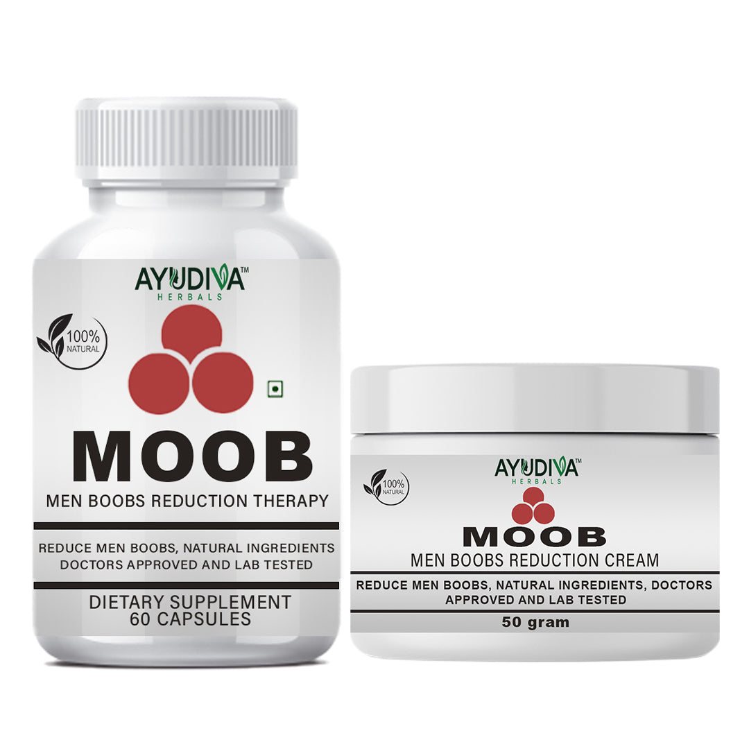 Moob Men Chest Reduction Gynecomastia Capsules + Cream Combo