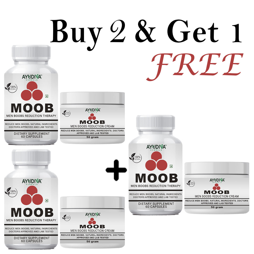 Moob Men Chest Reduction Gynecomastia Capsules + Cream Combo