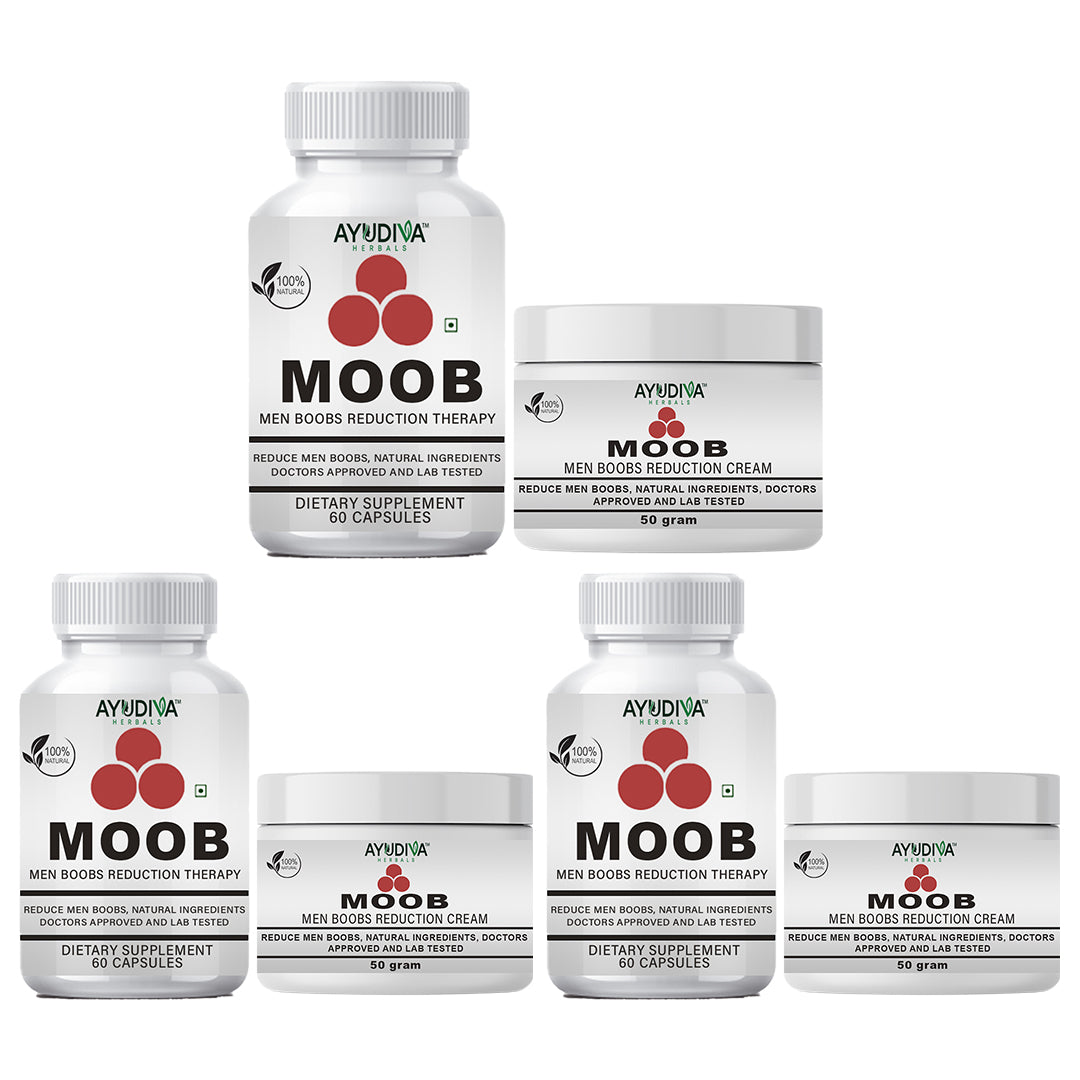 Moob Men Chest Reduction Gynecomastia Capsules + Cream Combo