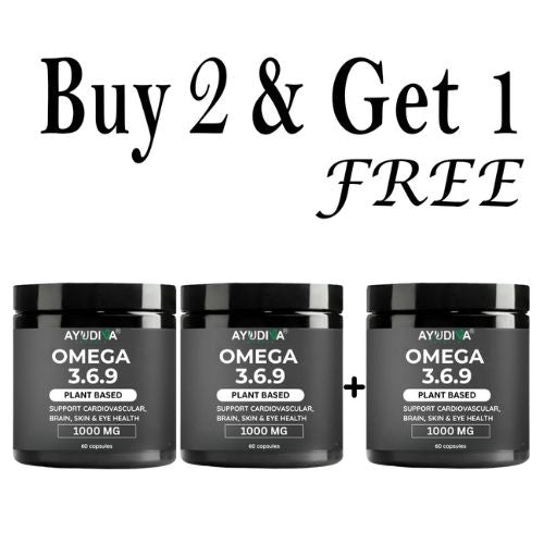 Ayudiva Herbals Omega 3.6.9 Plant-Based Capsules | 1000 mg | Daily Wellness & Nutritional Support (60 Capsules)