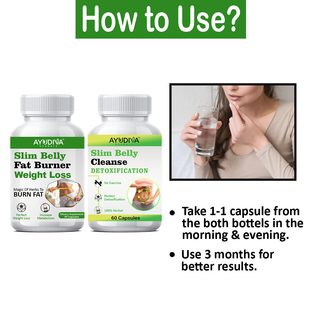 BELLY FAT BURNER CAPSULES + CLEANSER CAPSULES 3 MONTHS COURSE