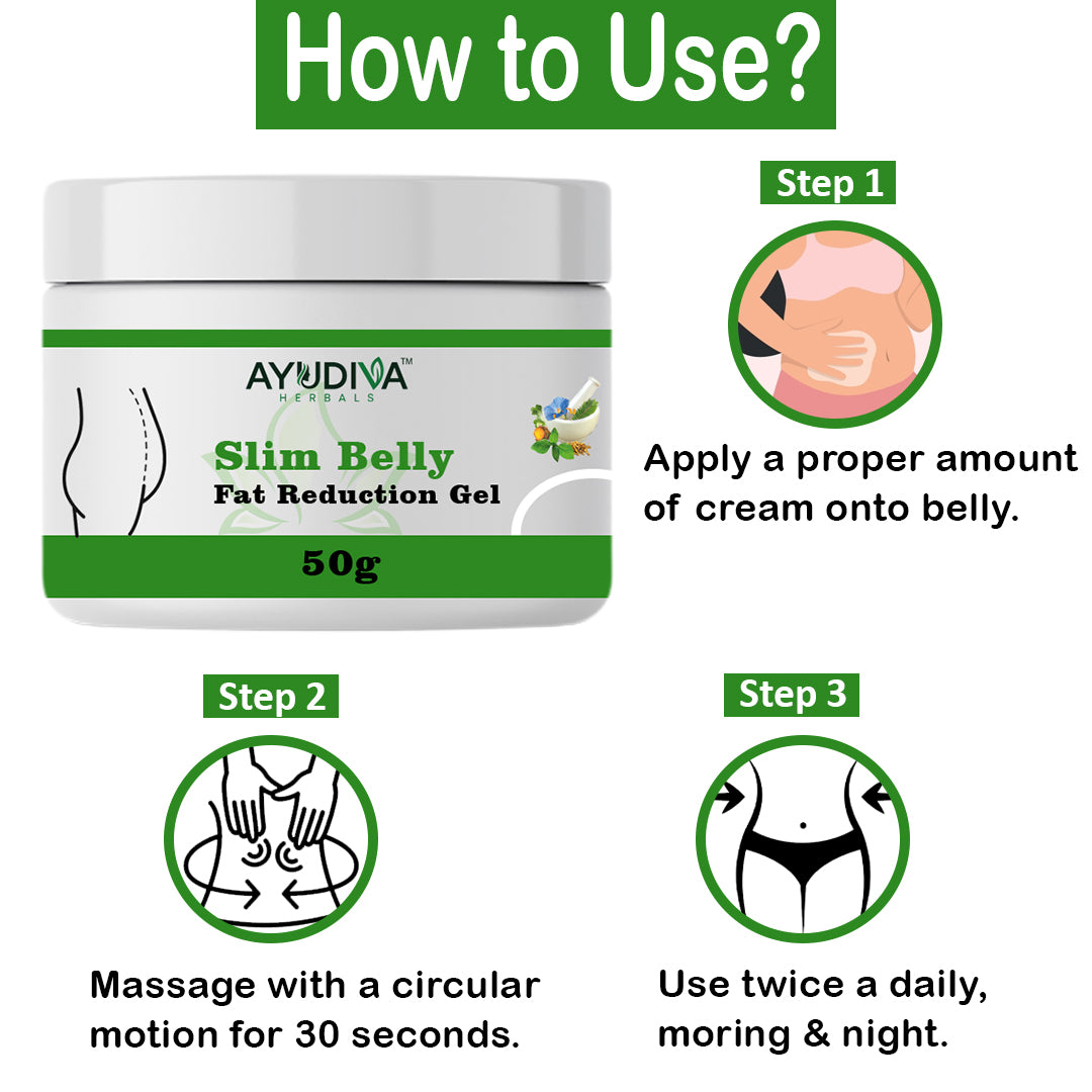 Ayudiva Herbals Slim Belly Fat Burner Gel – Natural Herbal Skin Care Gel – 50g