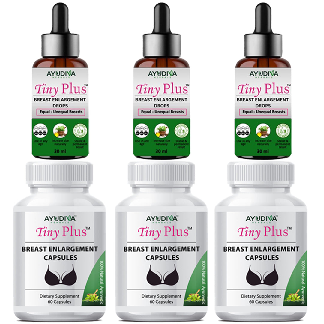 TINY PLUS BREAST ENLARGEMENT CAPSULES + LIQUID DROP COMBO