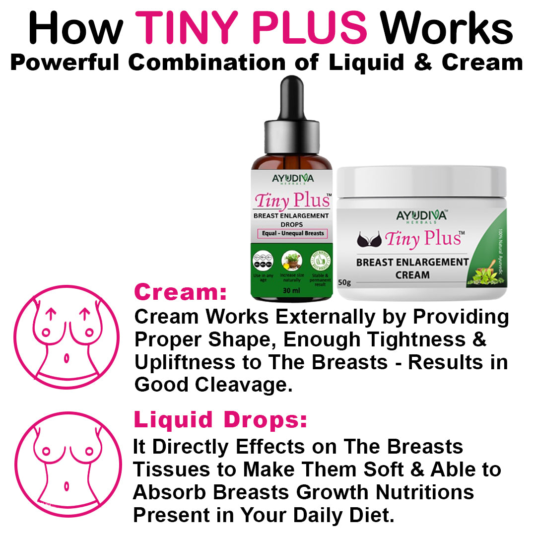 TINY PLUS BREAST ENLARGEMENT CREAM +  LIQUID DROPS COMBO