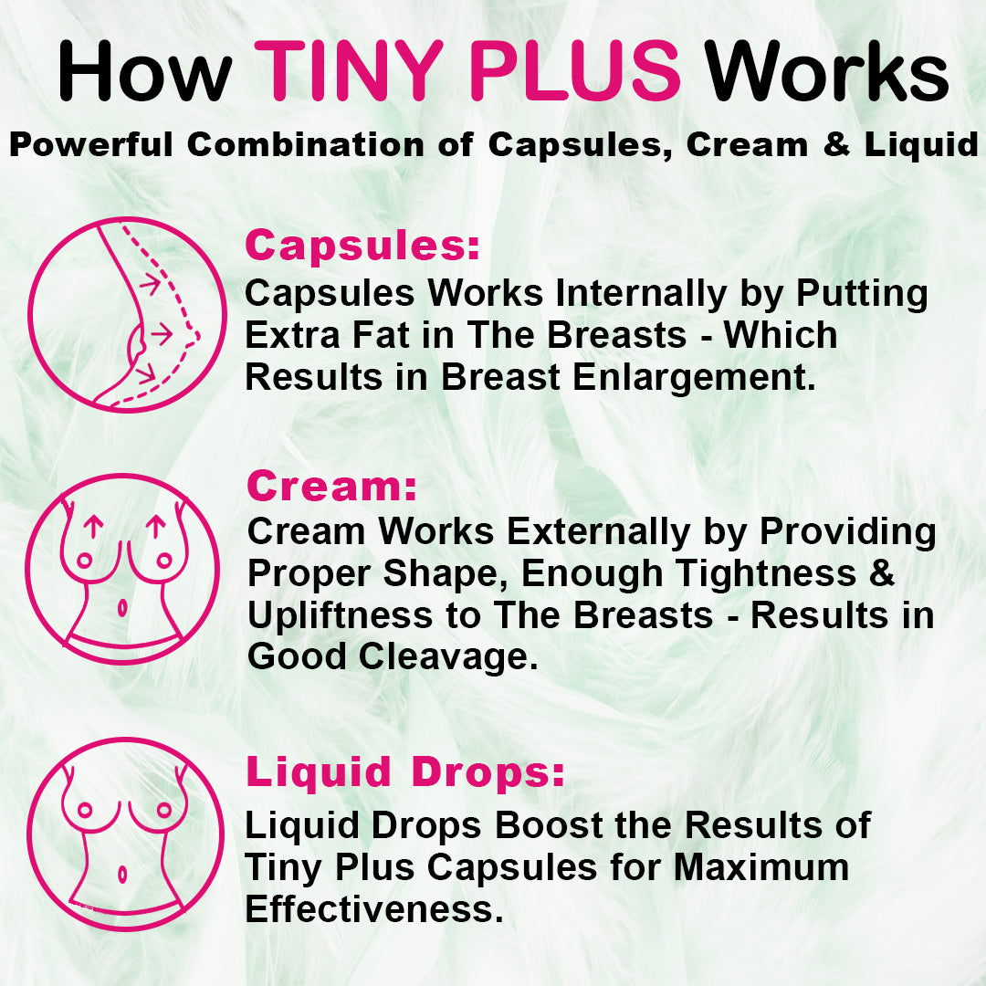 TINY PLUS BREAST ENLARGEMENT CAPSULES+CREAM+LIQUID COMBO