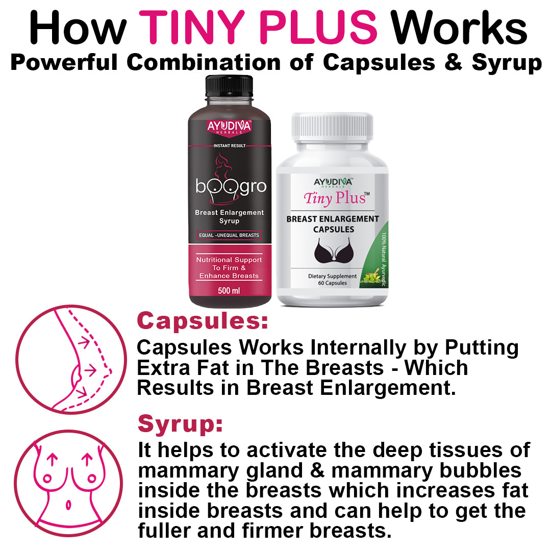 BREAST ENLARGEMENT TINY PLUS CAPSULES + BOOGRO SYRUP COMBO