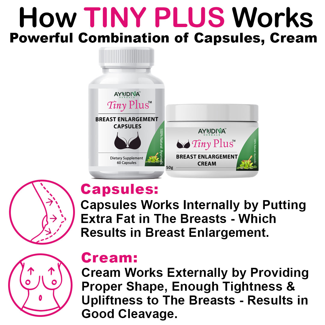 TINY PLUS BREAST ENLARGEMENT CAPSULES+CREAM COMBO