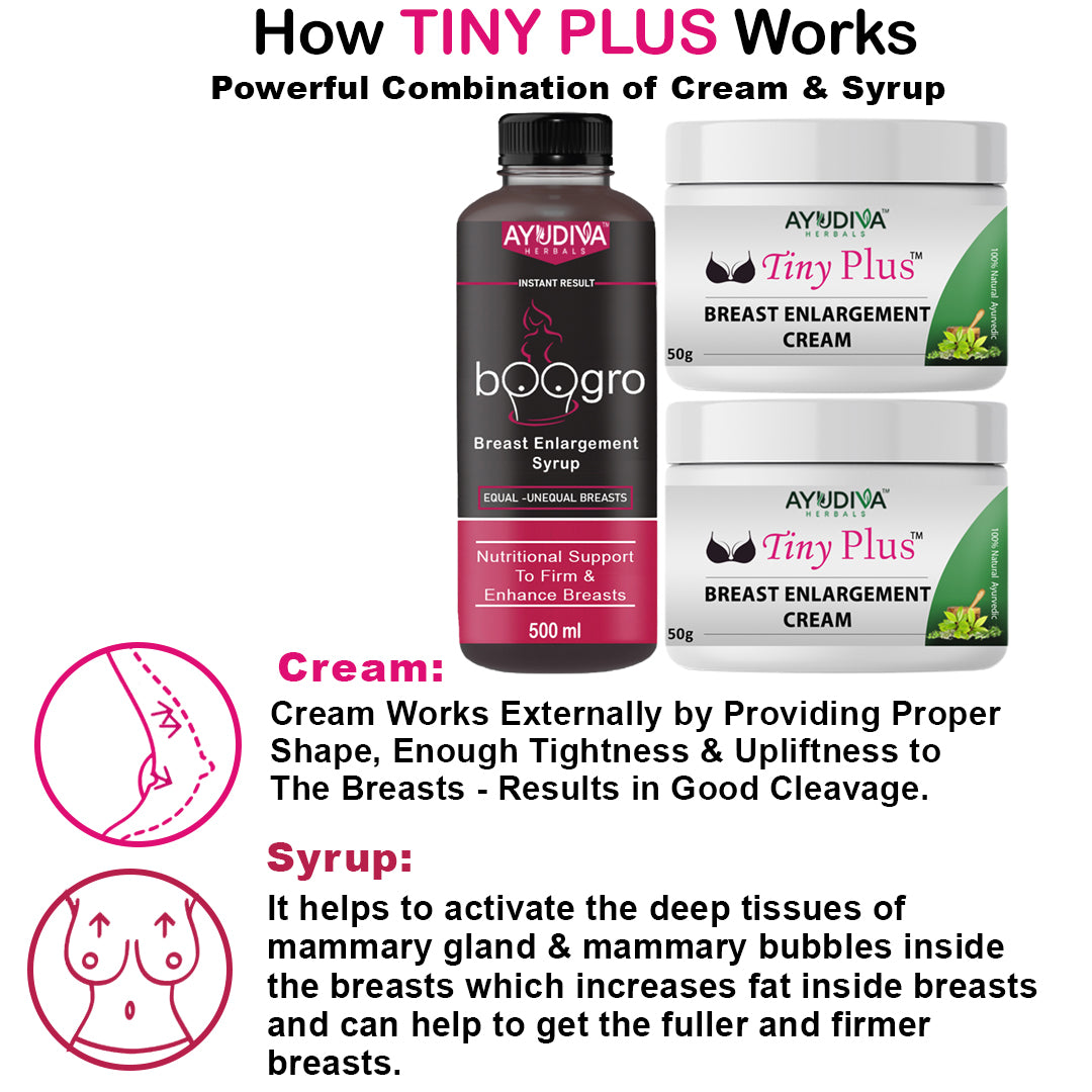 TINY PLUS BREAST ENLARGEMENT CREAM + BOOGRO SYRUP COMBO