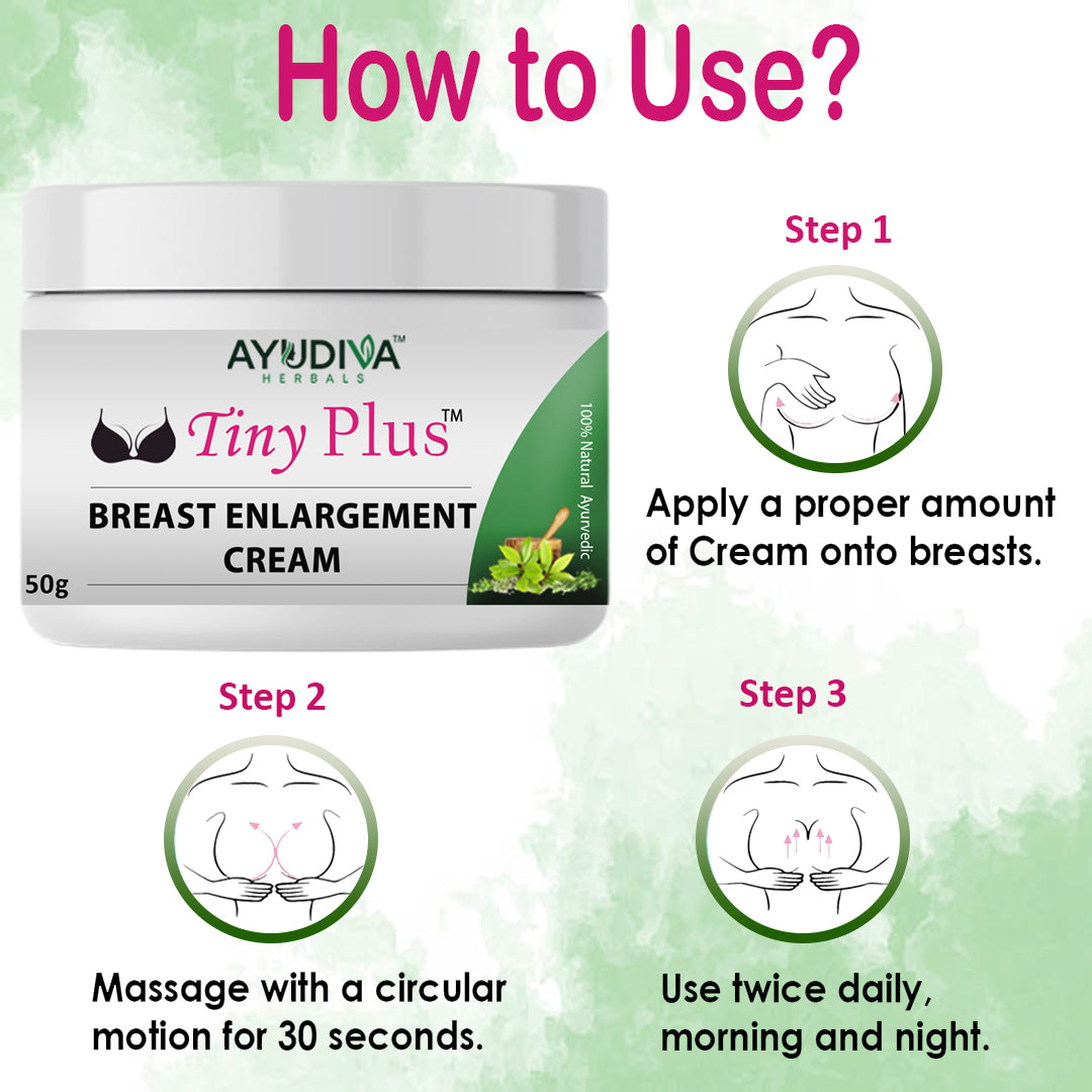 Ayudiva Herbals Tiny Plus Breast Enlargement Cream – Herbal Ayurvedic Formula | 50g