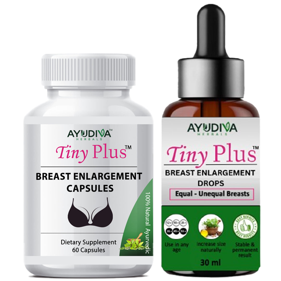 TINY PLUS BREAST ENLARGEMENT CAPSULES + LIQUID DROP COMBO