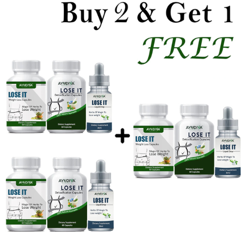 LOSE IT WEIGHT LOSS CAPSULES + DETOXIFICATION CAPSULES + LIQUID DROPS COMBO