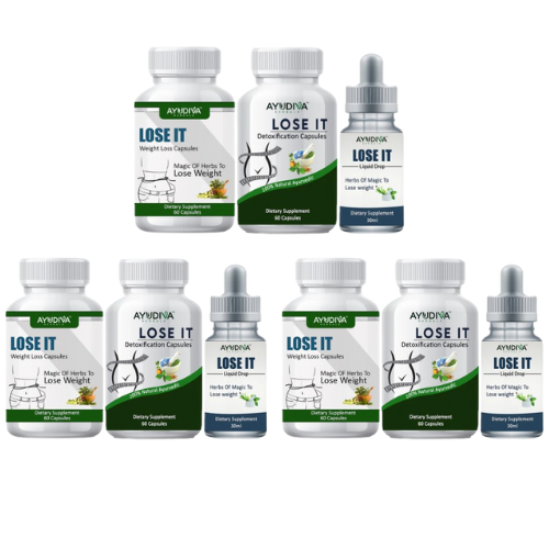 LOSE IT WEIGHT LOSS CAPSULES + DETOXIFICATION CAPSULES + LIQUID DROPS COMBO