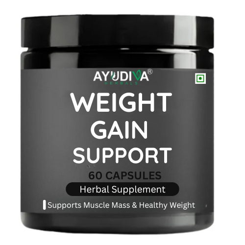 Ayudiva Herbals Weight Gain Support – 60 Capsules, herbal supplement for healthy weight and muscle mass