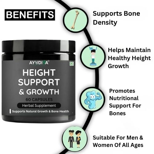 Ayudiva Herbals Height Support & Growth – 60 Capsules | Herbal Supplement