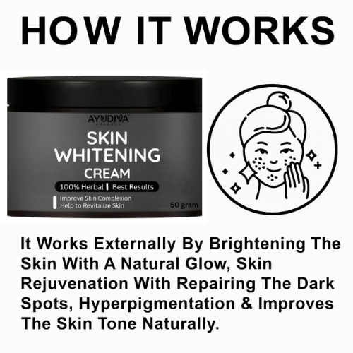 Ayudiva Herbals – Skin Whitening Cream | Ayurvedic & Herbal Skincare | Supports Radiant & Healthy-Looking Skin (50g) 1 JAR