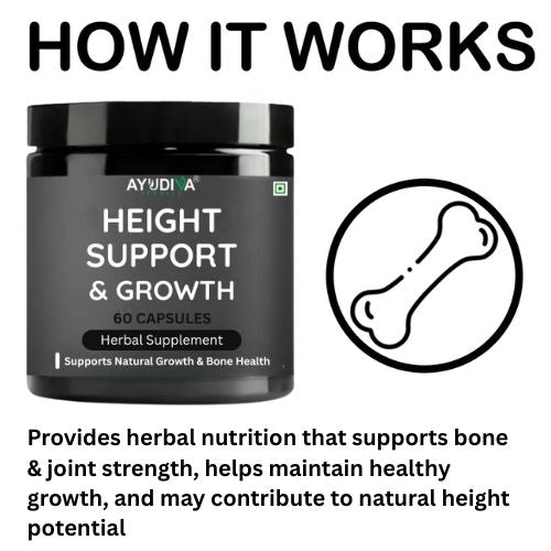Ayudiva Herbals Height Support & Growth – 60 Capsules | Herbal Supplement