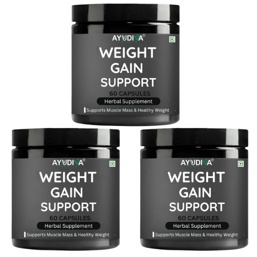 Ayudiva Herbals Weight Gain Support – 60 Capsules | Herbal Supplement | Supports Healthy Weight & Muscle Mass