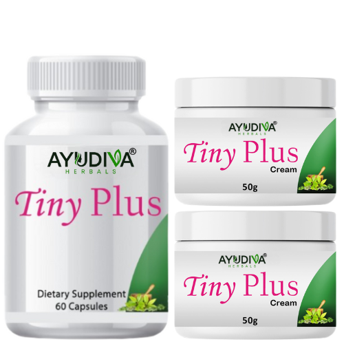 Ayudiva Herbals Tiny Plus Capsules & Cream Combo – Daily Body Care Supplement & Cream (60 Capsules + 2×50g Cream)