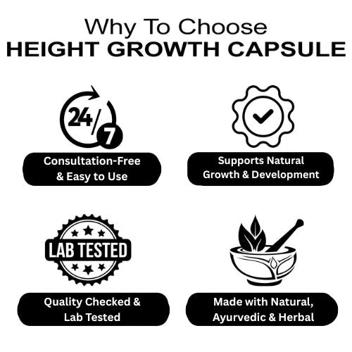 Ayudiva Herbals Height Support & Growth – 60 Capsules | Herbal Supplement